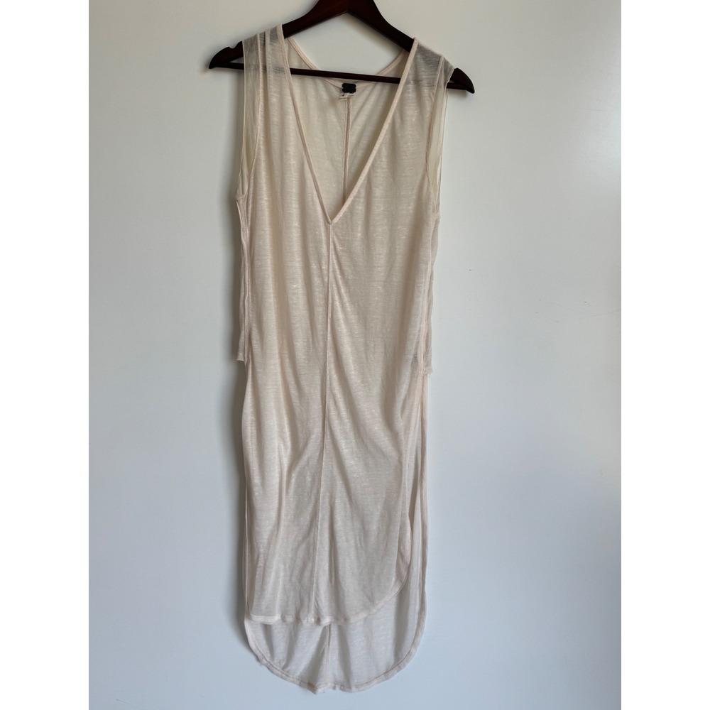 We The Free Free People Sheer High Slit V-Neck Tunic Sleeveless Cream Small midi - Picture 1 of 6